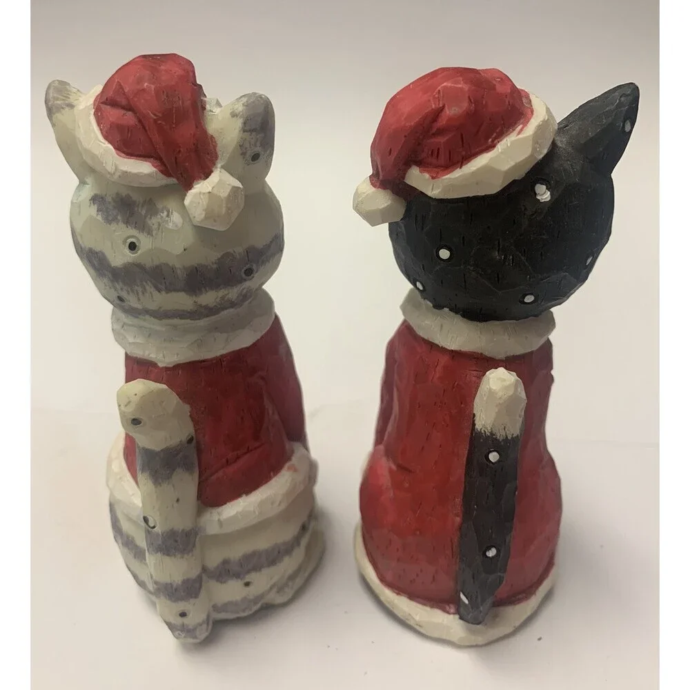 Christmas Cat Ornaments Set Of 2    4” X1.5”